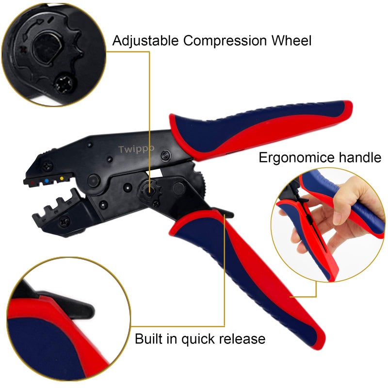 Twippo Crimping Tool for Heat Shrink Connectors  Ratchet Terminal Crimping Tool  Crimping Pliers  Ratcheting Wire Crimper for 22-10 AWG Terminal Connectors - Image 3